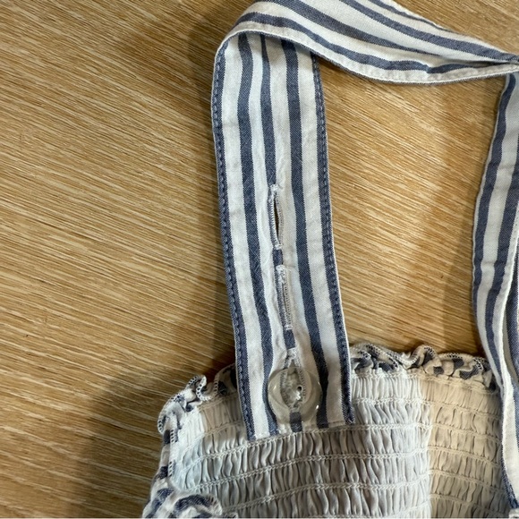 American Eagle Tie-Front‎ Babydoll Sleeveless Striped Blue Blouse Womens XL - Picture 9 of 13